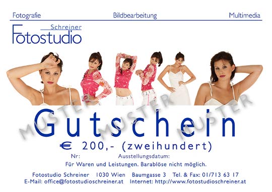 Gutscheine - Fotostudio Schreiner